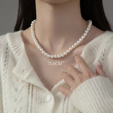 TrustDavis 925 Silver Shell Beads Pendant Necklace for Women Girls