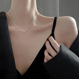 TrustDavis 925 Silver Geometric Line Necklace Women Lady Birthday Gift