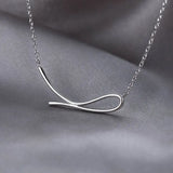 TrustDavis 925 Silver Geometric Line Necklace Women Lady Birthday Gift