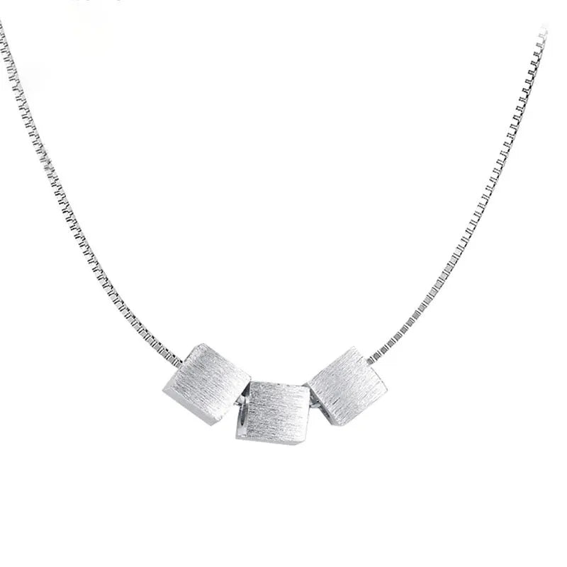 TrustDavis 925 Silver Necklace Geometric Office Lady Fine Jewelry Gift
