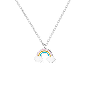Davis 925 Sterling Silver Rainbow Pendant Necklace For Women