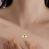 Davis 925 Sterling Silver Rainbow Pendant Necklace For Women