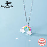 Davis 925 Sterling Silver Rainbow Pendant Necklace For Women