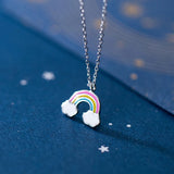 Davis 925 Sterling Silver Rainbow Pendant Necklace For Women