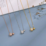 TrustDavis 925 Silver Necklace Sweet Star Heart CZ Pendant Necklace