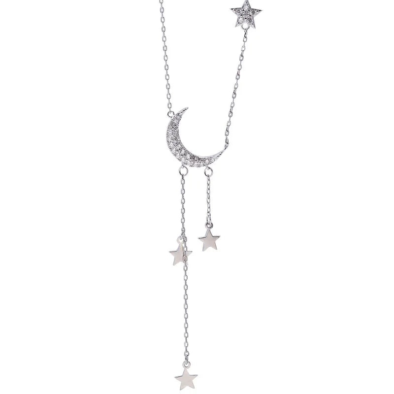 TrustDavis 925 Silver Necklace Women Chock Moon Pendant Gift Fine Jewelry