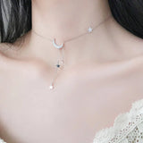 TrustDavis 925 Silver Necklace Women Chock Moon Pendant Gift Fine Jewelry