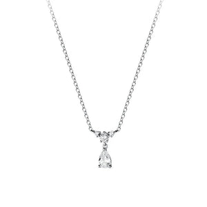 TrustDavis 925 Silver Necklace Wedding Party Zircon Water Drop Jewelry