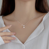 TrustDavis 925 Silver Necklace Wedding Party Zircon Water Drop Jewelry