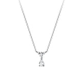 TrustDavis 925 Silver Necklace Wedding Party Zircon Water Drop Jewelry