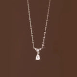 TrustDavis 925 Silver Necklace Wedding Party Zircon Water Drop Jewelry