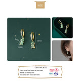 Real 925 Sterling Silver Green CZ Dinosaur Hoop Earrings For Women