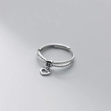 TrustDavis Genuine 925 Silver Ring CZ Heart Cross Wedding Band Jewelry