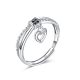 TrustDavis Genuine 925 Silver Ring CZ Heart Cross Wedding Band Jewelry