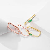 925 Silver Green Zircon Charm Hoop Earrings Wedding Party Jewelry
