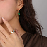 925 Silver Green Zircon Charm Hoop Earrings Wedding Party Jewelry