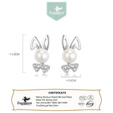 925 Sterling Silver Pearl Rabbit Stud Earrings for Girls