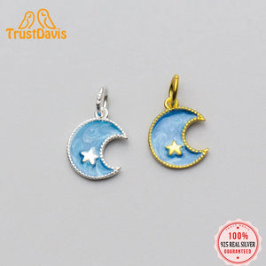 TrustDavis 925 Silver Moon Pendant DIY Necklace Bracelet HY634