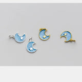 TrustDavis 925 Silver Moon Pendant DIY Necklace Bracelet HY634