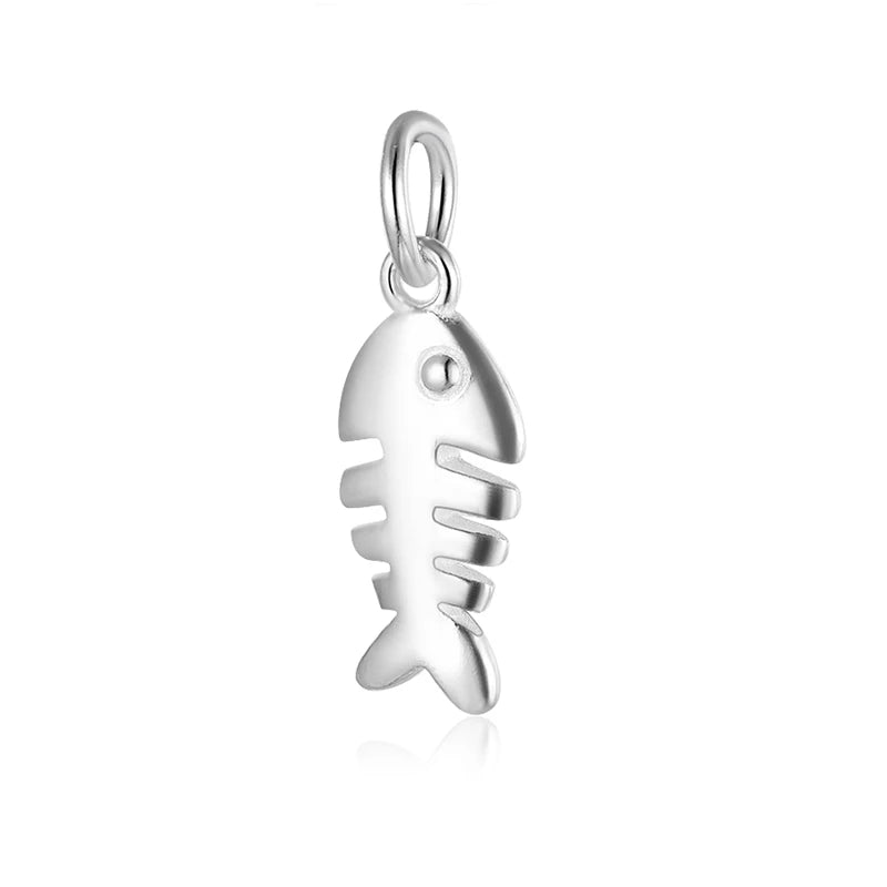 TrustDavis 925 Silver Pendant Fishbone Accessories Fine 925 Jewelry