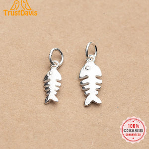 TrustDavis 925 Silver Pendant Fishbone Accessories Fine 925 Jewelry