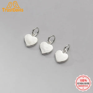 TrustDavis 925 Sterling Silver Heart Pendant Necklace Bracelet DIY Jewelry