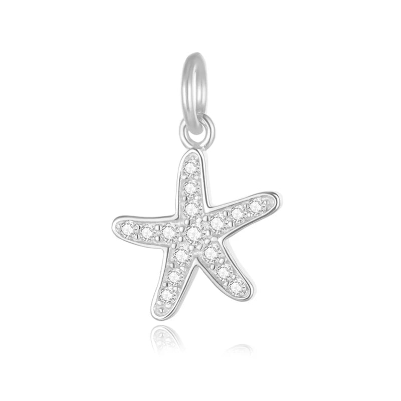 Davis 925 Silver Starfish CZ Pendant DIY Jewelry