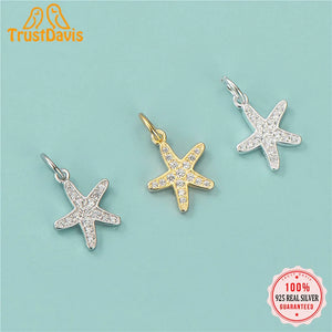 Davis 925 Silver Starfish CZ Pendant DIY Jewelry