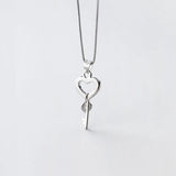 TrustDavis 925 Sterling Silver Romantic Key Heart CZ Pendant
