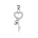 TrustDavis 925 Sterling Silver Romantic Key Heart CZ Pendant