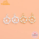 TrustDavis 925 Silver Pendant CZ Round Star DIY Necklace Accessory S925 Jewelry