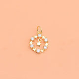 TrustDavis 925 Silver Pendant CZ Round Star DIY Necklace Accessory S925 Jewelry