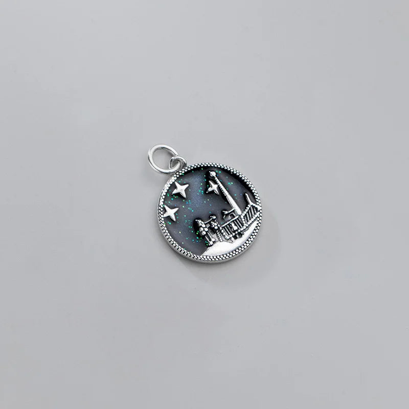 Davis 925 Silver Pendant Night Sky Charm DIY Jewelry