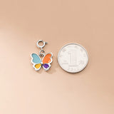 925 Silver Pendant Colorful Butterfly Charm Necklace DIY Jewelry
