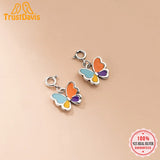 925 Silver Pendant Colorful Butterfly Charm Necklace DIY Jewelry