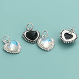 925 Sterling Silver Heart Charm Pendant DIY Necklace Bracelet Jewelry