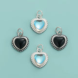 925 Sterling Silver Heart Charm Pendant DIY Necklace Bracelet Jewelry