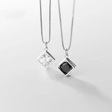 TrustDavis 925 Sterling Silver Square CZ Charm Pendant