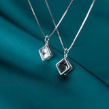 TrustDavis 925 Sterling Silver Square CZ Charm Pendant