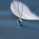 TrustDavis 925 Sterling Silver Square CZ Charm Pendant