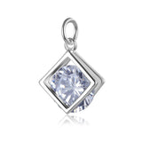 TrustDavis 925 Sterling Silver Square CZ Charm Pendant