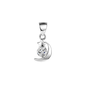 925 Silver Moon Star CZ Charm Pendant DIY Jewelry