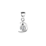 925 Silver Moon Star CZ Charm Pendant DIY Jewelry