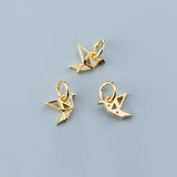 925 Silver Papercranes CZ Charm Pendant DIY Fine Jewelry