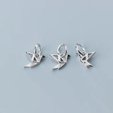 925 Silver Papercranes CZ Charm Pendant DIY Fine Jewelry