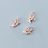 925 Silver Papercranes CZ Charm Pendant DIY Fine Jewelry