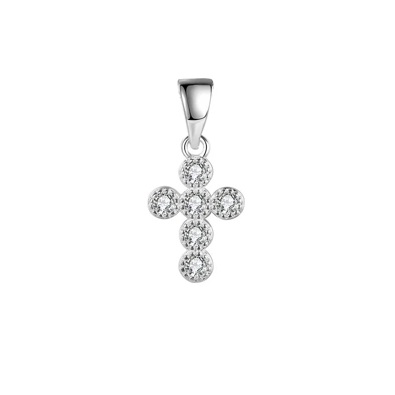 TrustDavis 925 Silver Sweet Cross CZ Charm Pendant DIY