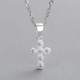 TrustDavis 925 Silver Sweet Cross CZ Charm Pendant DIY