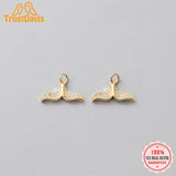 925 Sterling Silver Sweet Fishtail CZ Charm Pendant DIY Jewelry