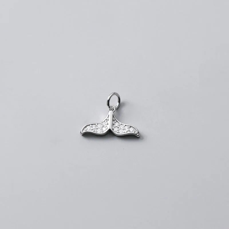 925 Sterling Silver Sweet Fishtail CZ Charm Pendant DIY Jewelry